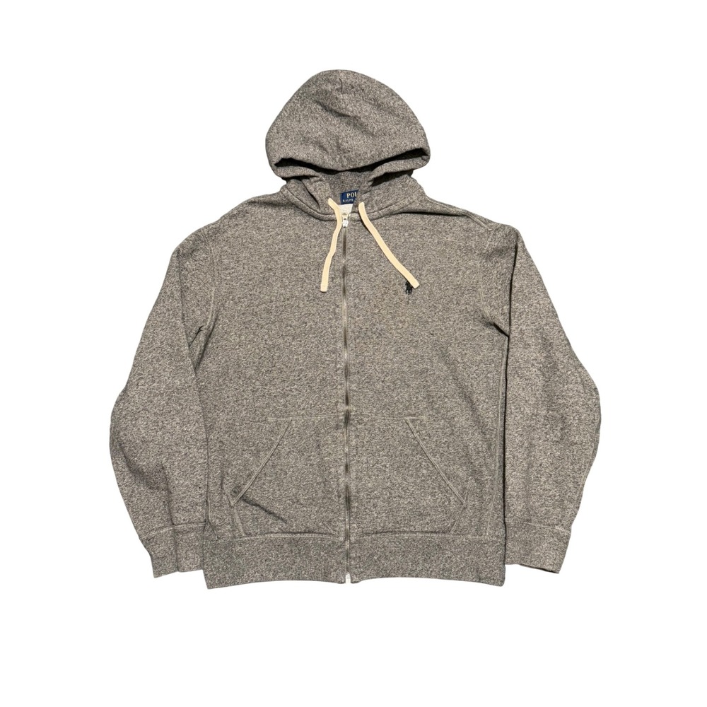 Polo Ralph Lauren Mens Full Zip Hoodie Heather Grey Fleece Sweatshirt Large